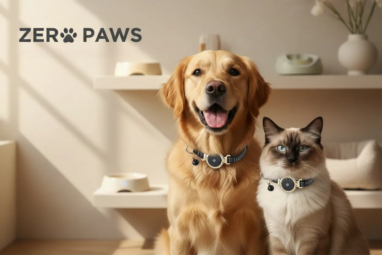 Pets wearing ZeroPaws Collar Pro